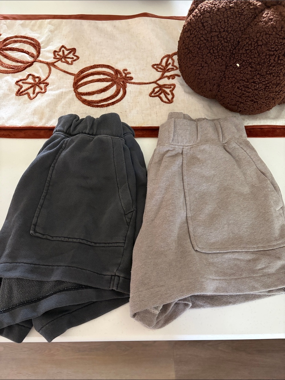 aerie Women's High-Rise Pocket Lounge Shorts — Charcoal & Taupe